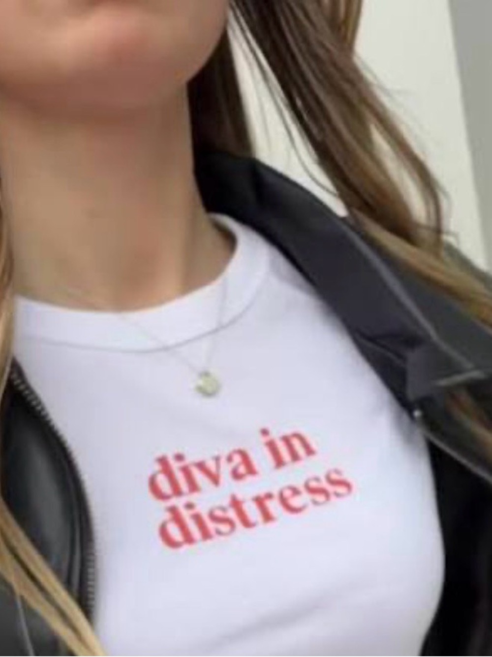 Bella Canvas White Tee with Red "diva in distress" Print